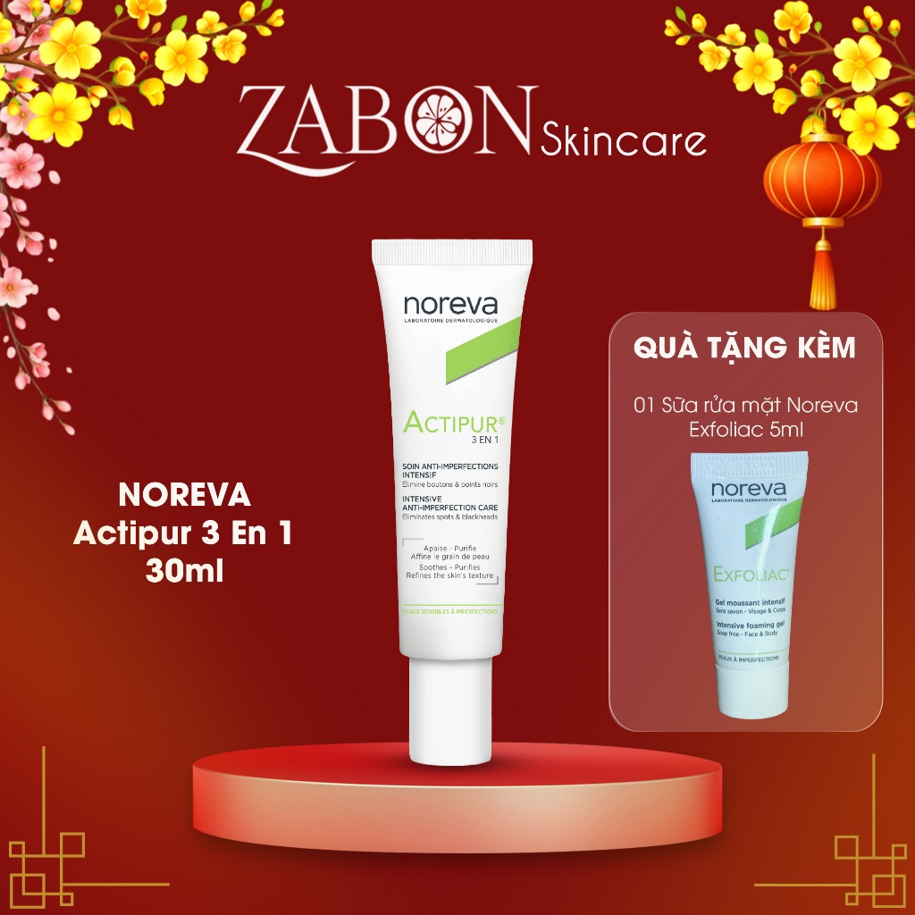 Kem Noreva Actipur 3 En 1 bôi giảm mụn 30ml