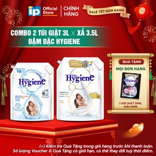  Combo Túi Nước giặt Đậm Đặc Hygiene 3L x Nước Xả Vải Đậm Đặc Hygiene 3.5L - Hương Dịu Êm tvc 