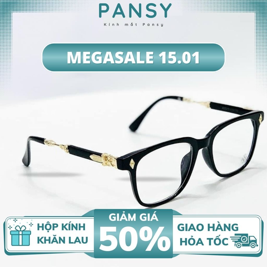 Gọng Kính Cận Nam Nữ CH 2272 Phiên Bản Cao Cấp Phối Kim Loại Sang Trọng Pansy