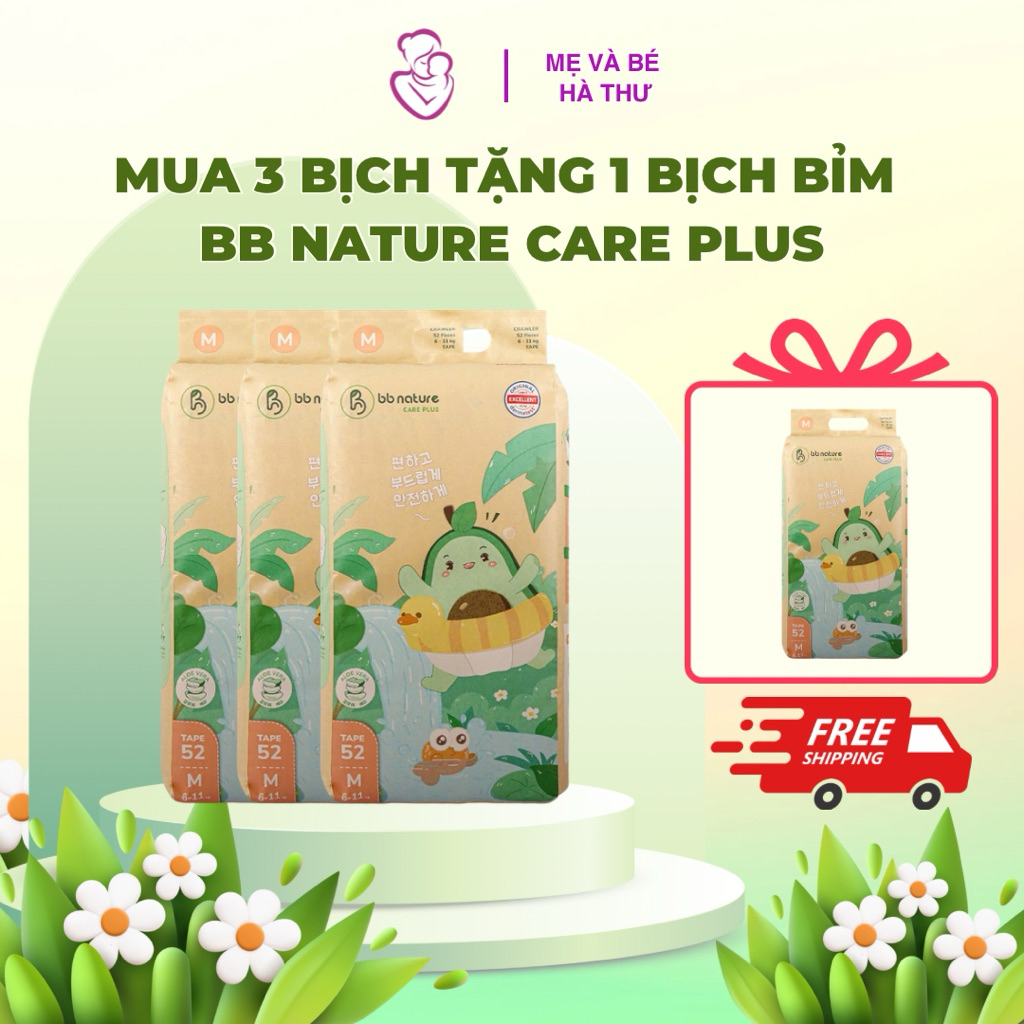 Mua 3 bịch tặng 1 bịch bỉm BB Nature care plus đủ size S/M/L/XL/XXL/3XL/4XL