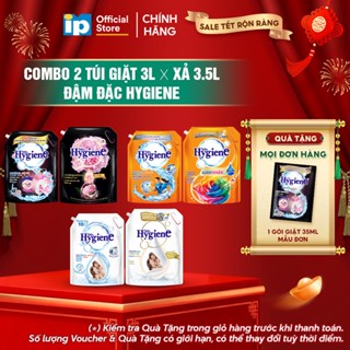  Combo Túi Nước Giặt Đậm Đặc Hygiene 3L x Nước Xả Vải Đậm Đặc Hygiene 3.5L  Dịu Êm  Ánh Dương Hạnh Phúc  Hoa Mẫu Đơn  