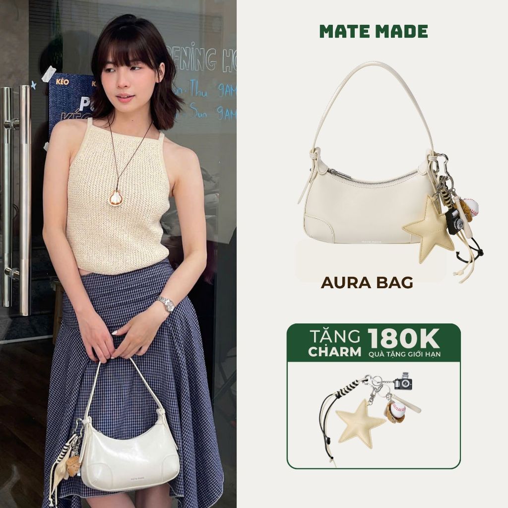 [DEAL ĐỘC QUYỀN LIVESTREAM] Túi Xách Đeo Vai Nữ MATE MADE Aura - Dáng Hobo Viền Tròn - Da PU Mịn | BigBuy360 - bigbuy360.vn