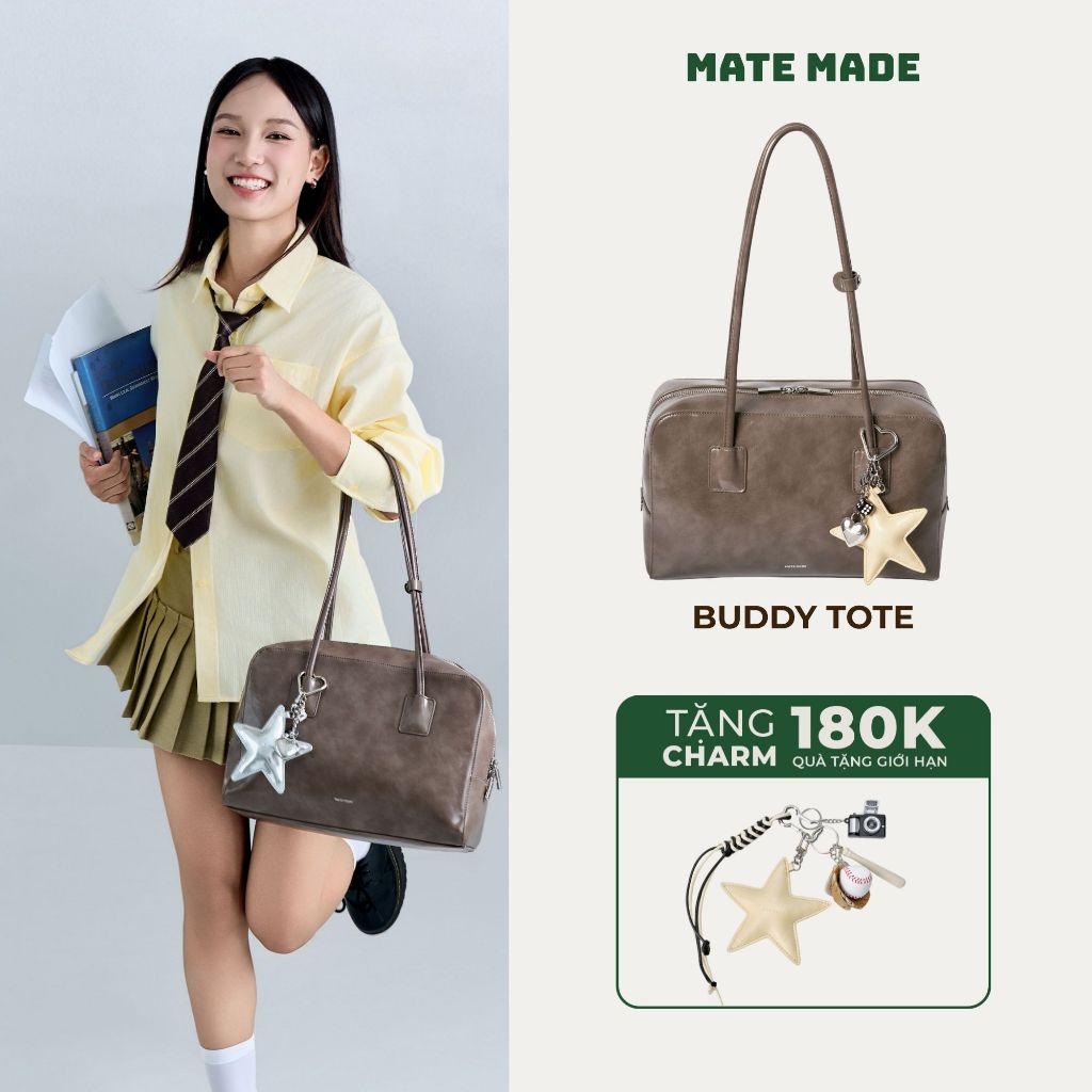Túi Tote Cỡ Lớn Buddy MATE MADE - Quai Tròn Lạ Mắt, Phong Cách Hàn Quốc