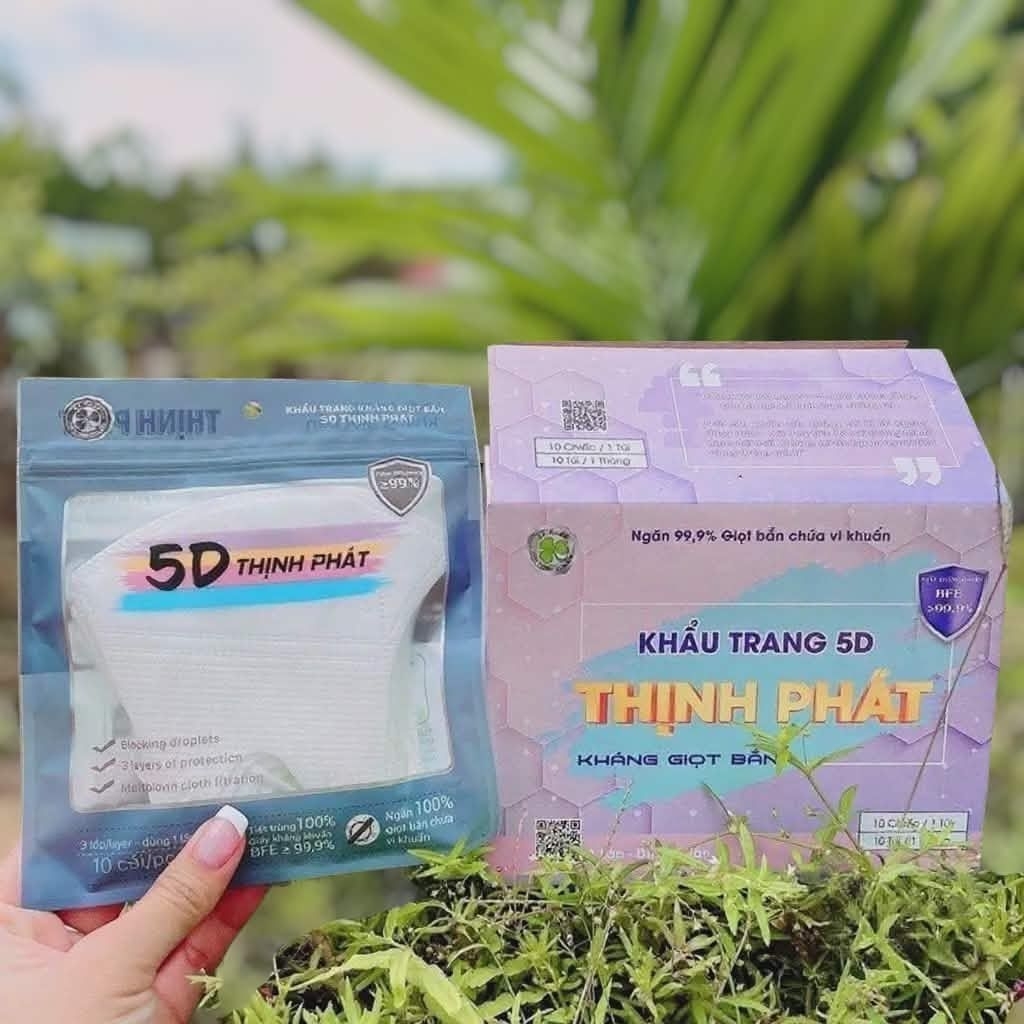 Set 100 Chiếc Khẩu Trang 5D THỊNH PHÁT 3 lớp kháng khuẩn hàng cao cấp dày dặn…