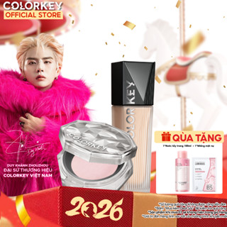  Combo Kem Nền Và Phấn Phủ COLORKEY Phù Hợp Cho Da Dầu Cho Lớp Trang Điểm Lì Mỏng Nhẹ và Lâu Trôi 
