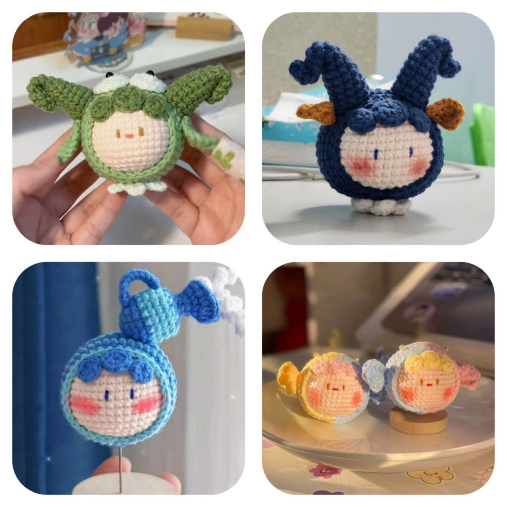 Móc khoá len Cung Bảo Bình - Cung Ma Kết - Cung Song Ngư - Móc Khoá Len 12 Cung Hoàng Đạo