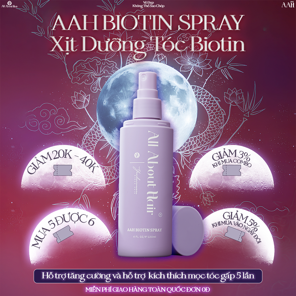 Xịt dưỡng tóc Biotin Thuần chay AAH Spray Vegan 120ml