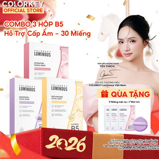 3 Hộp 3 Màu Mặt Nạ Giấy COLORKEY LUMINOUS Vitamin B5 Giúp Cấp Ẩm Hỗ Trợ Làm Sáng Da 10 miếng 