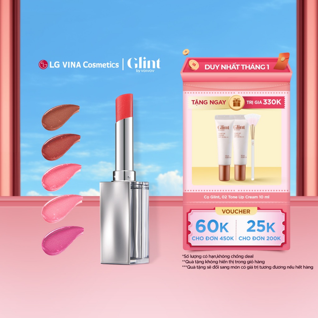 [LG Makeup VN] Son dưỡng môi có màu Glint 3g nguồn gốc thực vật, dưỡng ẩm tạo hiệu ứng căng bóng