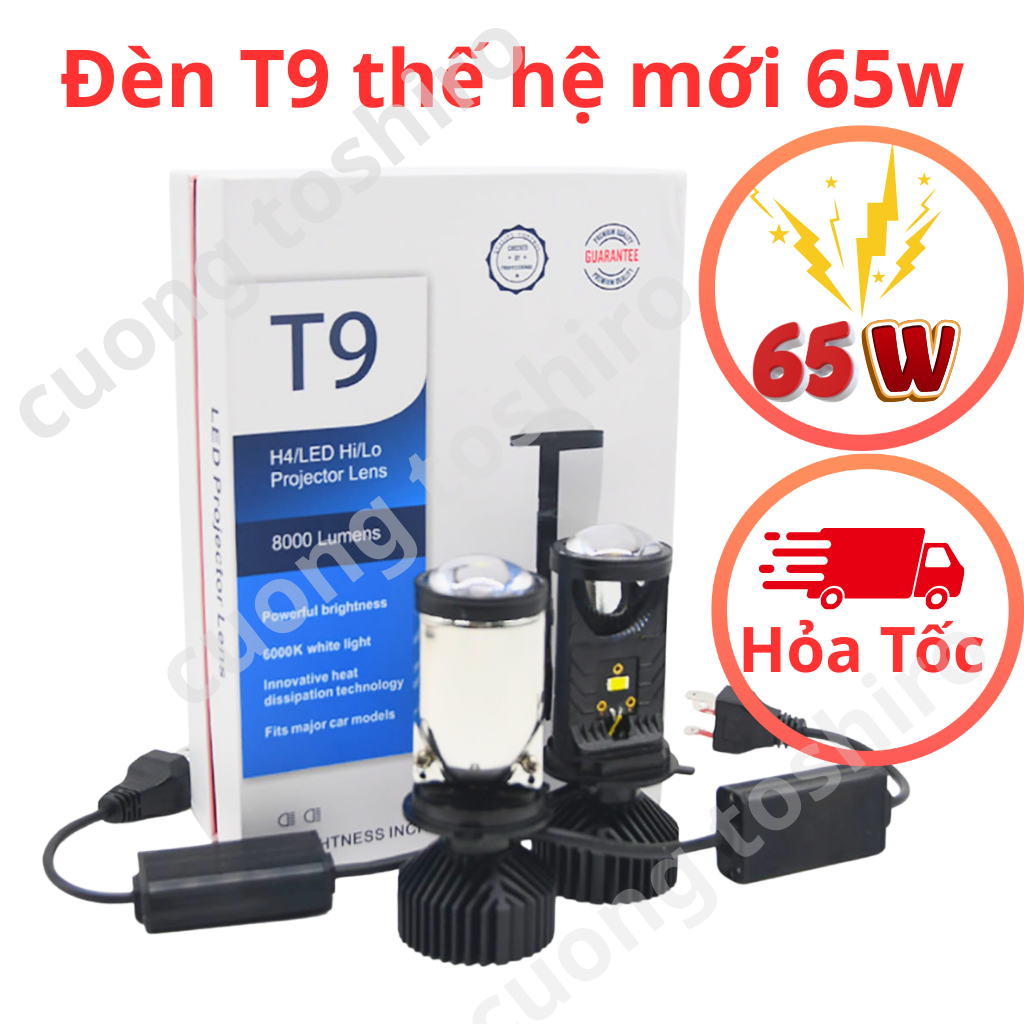 Đèn pha led T9 65w các dòng xe máy ô tô như sirius wave vision exciter 150....chân h4  bảo hành 1 nă