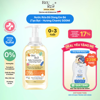  Nước Rửa Bình Sữa Và Đồ Dùng Em Bé Tạo Bọt BZU BZU Thực Vật Chai 500ml 