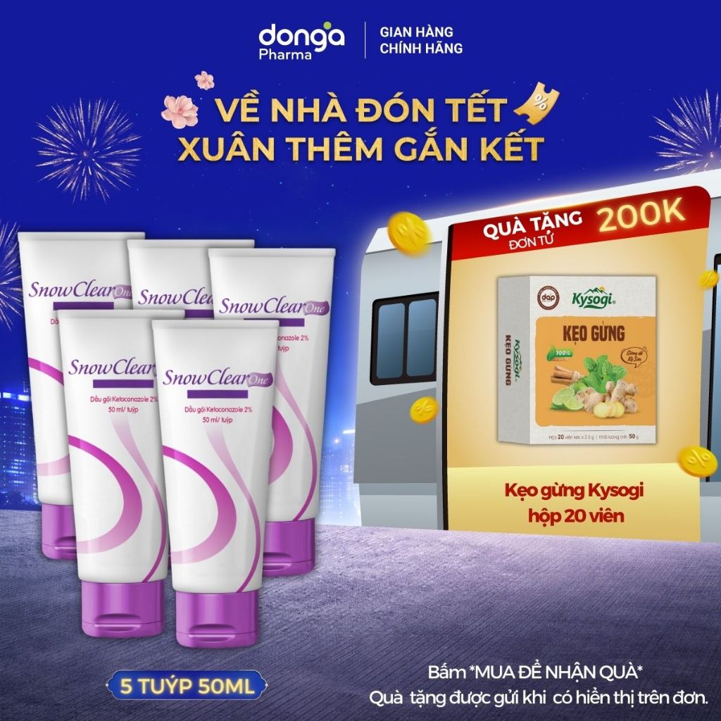 Combo 5 tuýp dầu gội snow clear one chiết xuất dầu dừa hỗ trợ làm sạch gàu hiệu quả