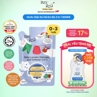   1 Lít  Nước Giặt Xả Vải Em Bé BZU BZU Baby Laundry Detergent and Softener 2 in 1 Dịu Nhẹ Cho Da Bé 