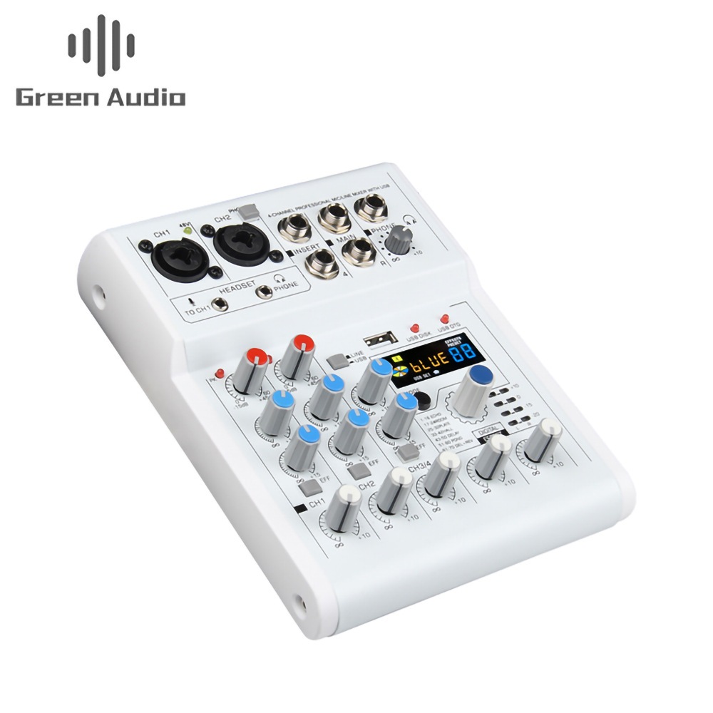 Bộ Trộn Âm Thanh Mixer E4 Có Bluetooth 4 Kênh 88 Hiệu Ứng DSP Hỗ Trợ Nguồn 48v. Mixer E4 Livestream,