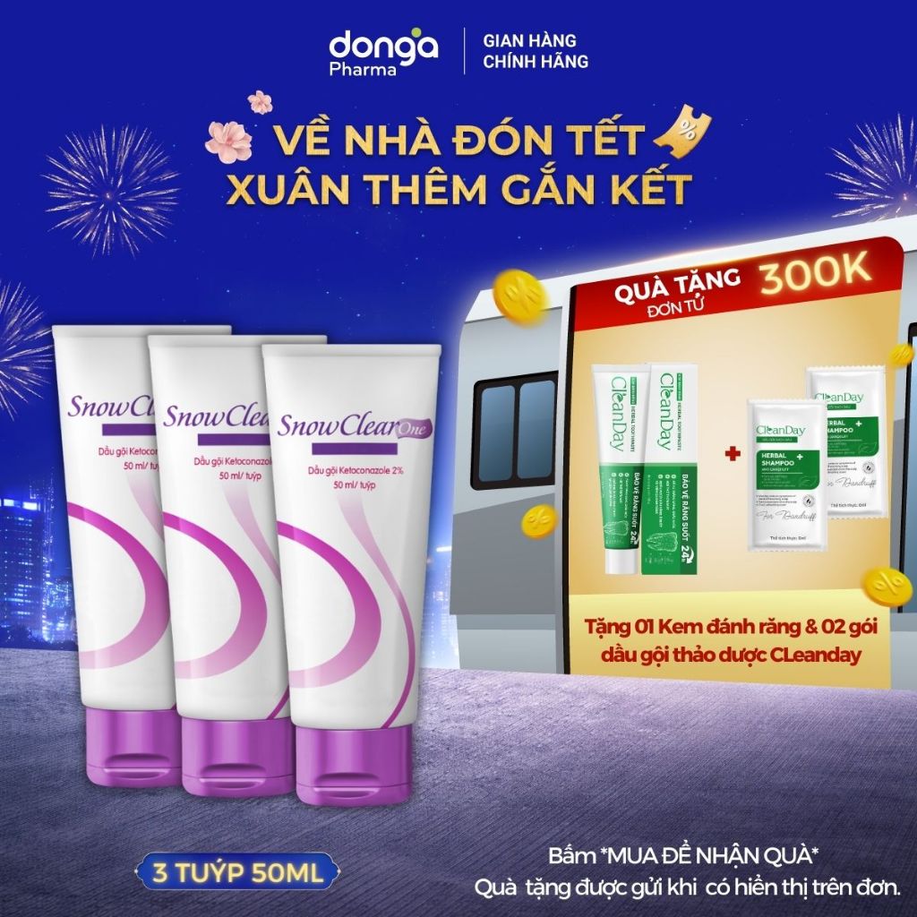 Combo 3 tuýp dầu gội clear snow one 50ml hỗ trợ làm sạch gàu, giảm tiết bã nhờn