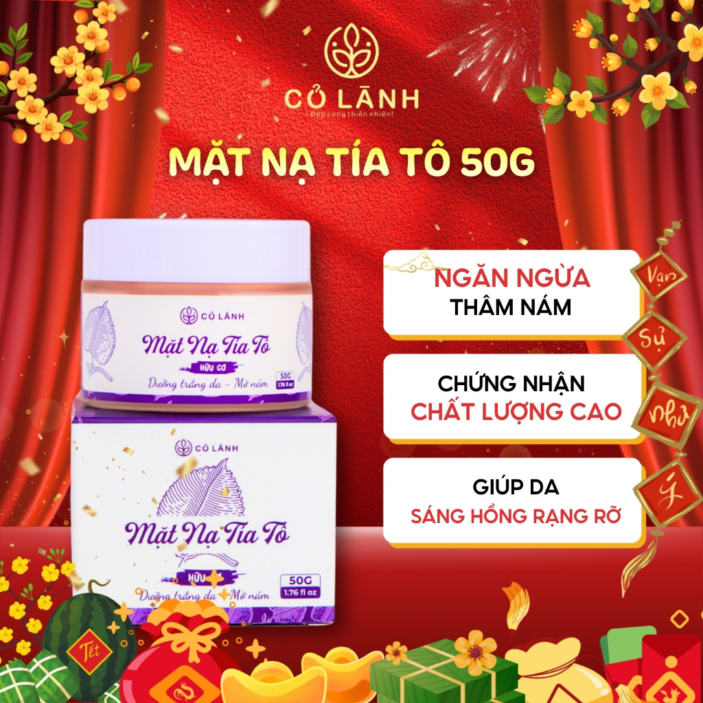  Mặt Nạ Tía Tô Dưỡng Trắng Da Mờ Thâm Nám Tàn Nhang Cỏ Lành 50g 