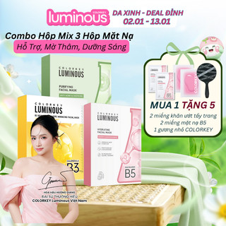   NEW   COMBO Mặt Nạ 1 Hộp B3 1 Hộp B5 và 1 Hộp Trà Xanh COLORKEY LUMINOUS Xanh Hỗ Trợ Dưỡng Sáng Cấp Ẩm 10 miếng Hộp 