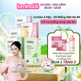  Combo 5 Hộp  Mặt Nạ Giấy COLORKEY LUMINOUS Vitamin B5 Giúp Cấp Ẩm Cho Da Mịn Màng 10 miếng hộp 
