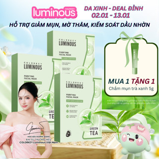   HƯƠNG GIANG YÊU THÍCH Combo 3 Hộp Mặt Nạ Giấy Chiết Xuất Trà Xanh COLORKEY LUMINOUS Cấp Ẩm Cho Da Mịn Màng 10 miếng hộp 