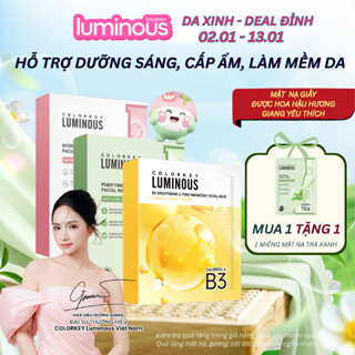  Mặt Nạ Giấy COLORKEY LUMINOUS Vitamin B5  Vitamin B3  Trà xanh Hỗ trợ dưỡng ẩm sáng da giảm dầu mụn 10 miếng hộp 