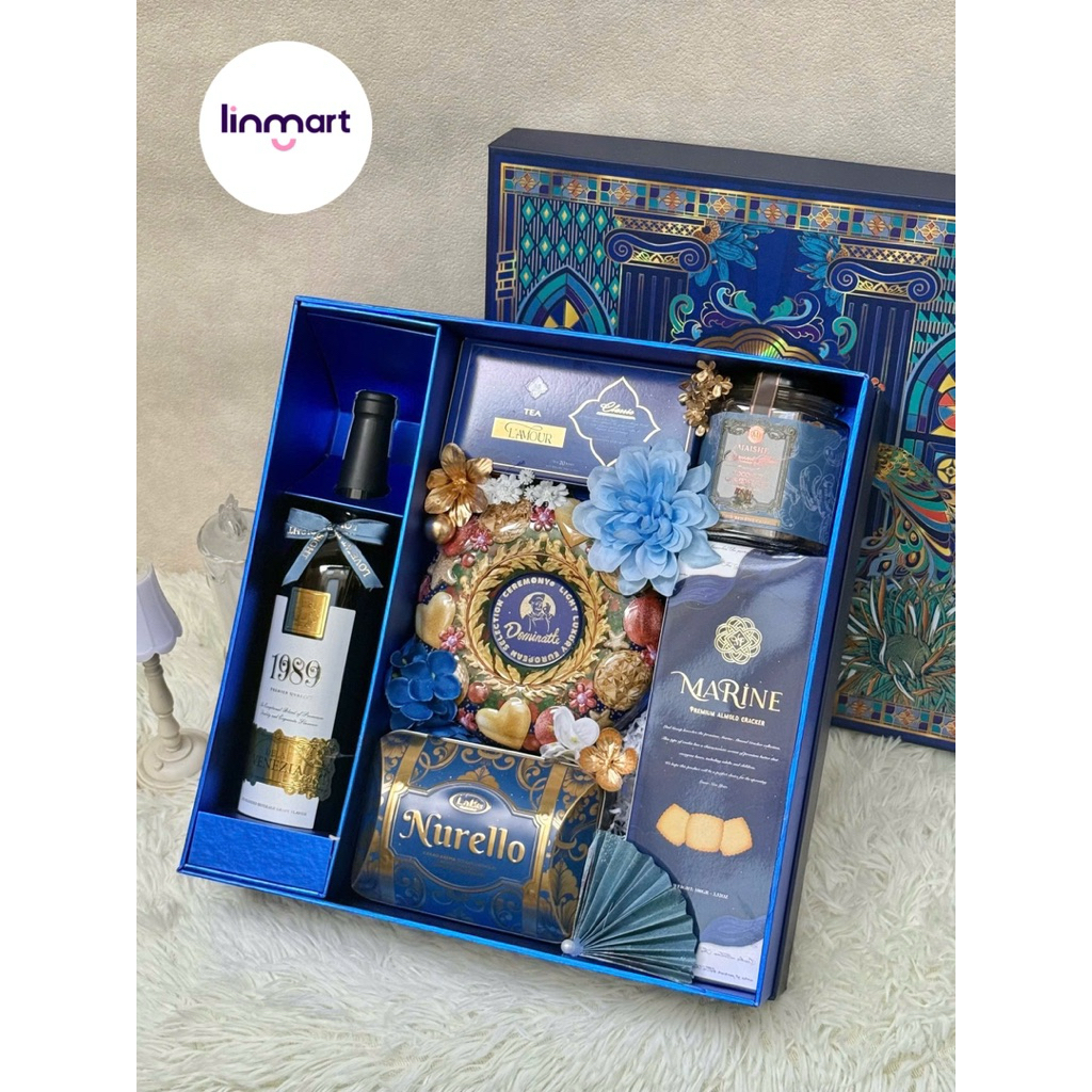 HỘP QUÀ TẾT DOANH NGHIỆP TONE XANH LAM SONG ĐIỂU 2026 | HS009