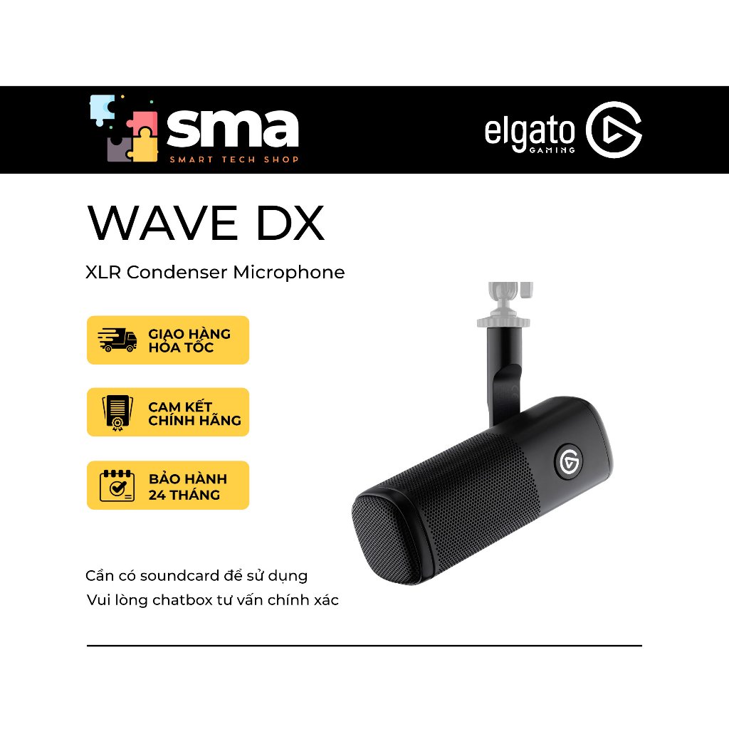 Mic Thu Âm Elgato Wave DX XLR Dynamic Microphone - Bảo Hành 24 Tháng