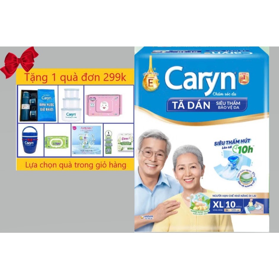 Hcm - 1 Gói Tã Người Già Caryn Loại Dán Size XL 10 Miếng Vòng Hông 86 Đến 135 Cm - Tã Dán Caryn Ngườ