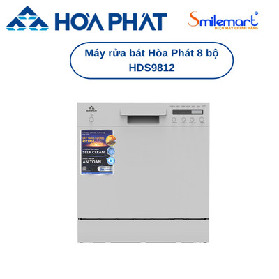Máy rửa bát Hòa Phát 8 bộ HDS9812- Bảo hành chính hãng 36 tháng - Tặng 01 túi viên rửa bát.