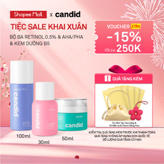  Bộ Ba Hỗ Trợ Cải Thiện Và Phục Hồi Da Candid Retinol 0.5% 30ml & Kem Dưỡng B5 Cica 50ml & AHA PHA 100ml 
