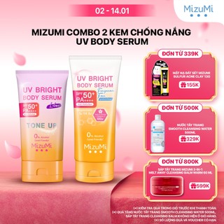   MUA LÀ CÓ QUÀ  Combo 2 Kem Chống Nắng MizuMi Body Serum 180ml  UV Cooling Body Serum 165ml  Nâng Tone Beige Lilac 120ml 