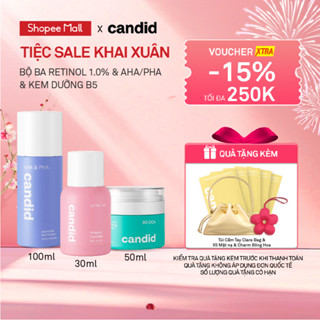  Bộ Ba Hỗ Trợ Cải Thiện Và Phục Hồi Da Candid Retinol 1.0% 30ml & Kem Dưỡng B5 Cica 50ml & AHA PHA 100ml 