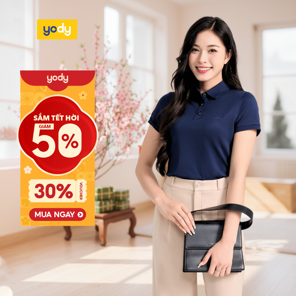    Áo thun polo nữ mắt chim gia đình YODY chất vải cotton thoáng mát thấm hút tốt cao cấp APN7280 