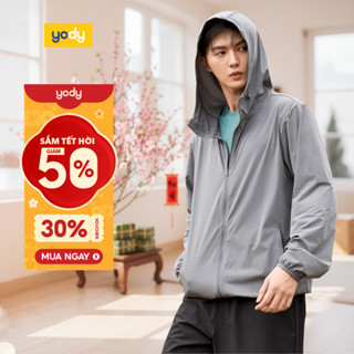  🌸SALE TẾT🌸 Áo khoác gió nam YODY áo chống nắng thể thao co giãn tiện dụng chống tia UV MAWC25A035-SKM7005 