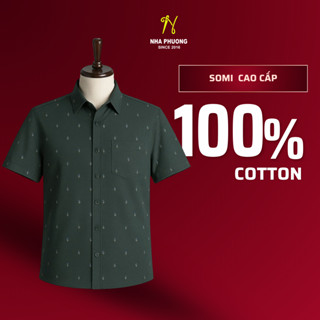  Áo sơ mi nam trung niên vải cotton họa tiết cao cấp loại áo sơ mi ngắn tay form classic ALUX91 