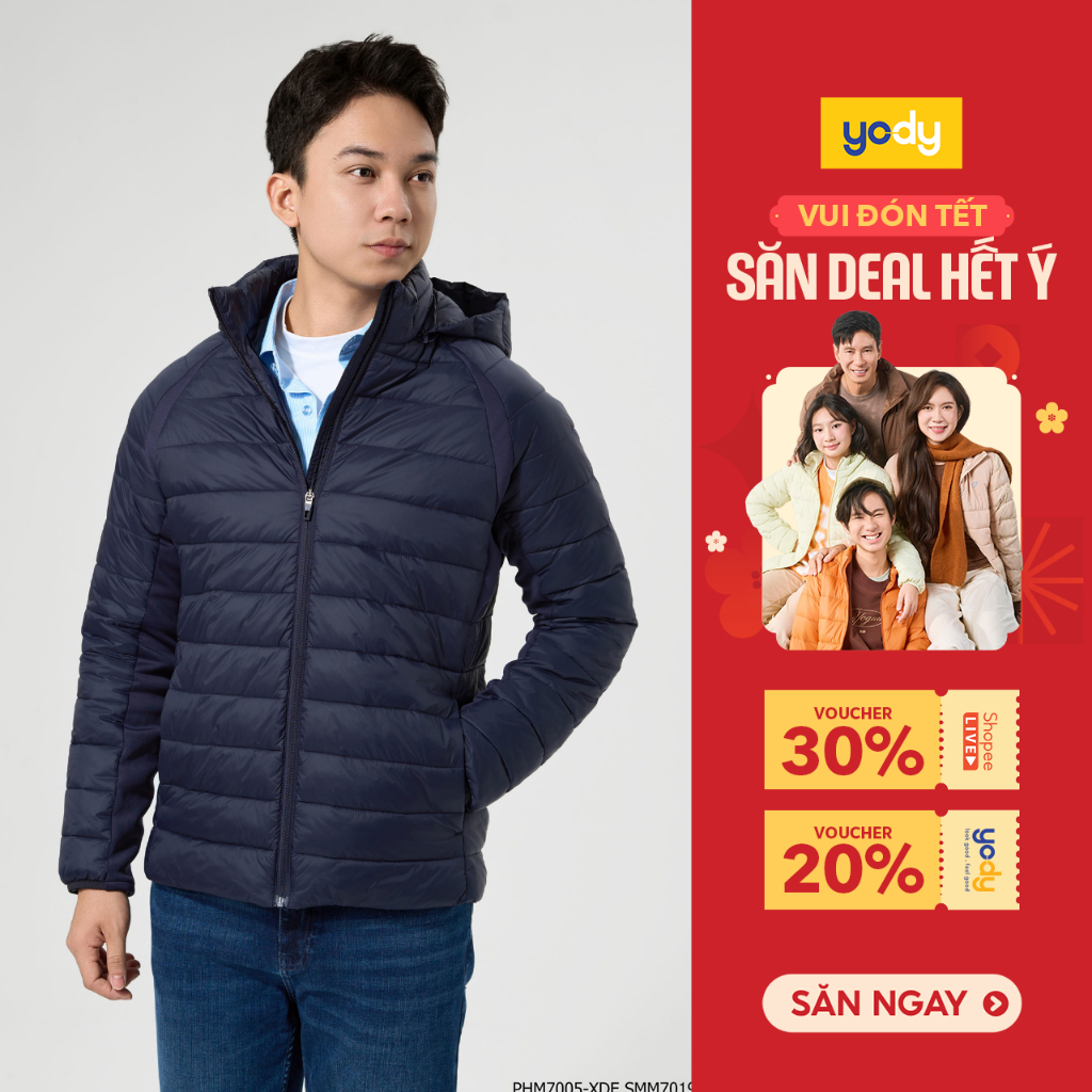 Áo phao nam YODY phối nỉ 4S pro Siêu ấm Siêu nhẹ Siêu gọn Siêu Thoải mái - PHM7005 | BigBuy360 - bigbuy360.vn