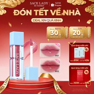  Son bóng mọng nước SACE LADY,Son tint dưỡng ẩm nhẹ Trang điểm môi tự nhiên 
