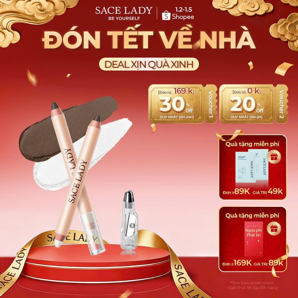  Bút Tạo Khối Highlight SACE LADY Hai đầu Trang điểm Mượt Mà Tự Nhiên 3.2g 