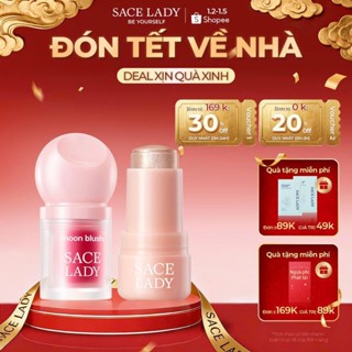  Phấn má hồng dạng lỏng SACE LADY + Phấn bắt sáng kết hợp lâu trôi trang điểm tự nhiên cho mặt 