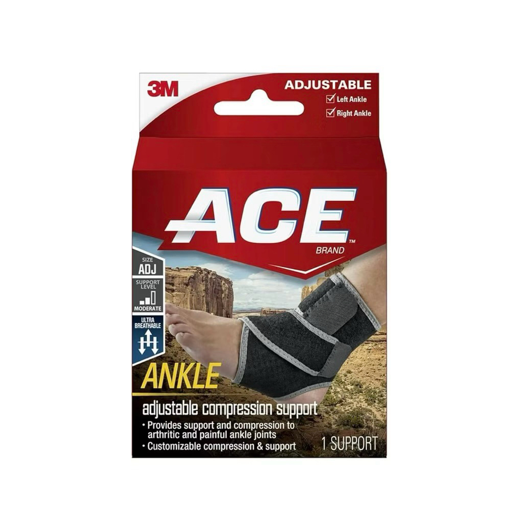 [🇺🇸 Hàng Mỹ] Băng hỗ trợ cổ chân ACE Brand Adjustable Compression Ankle Support, Moderate Support fo