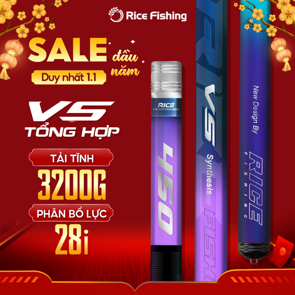 Cần câu đài V5 tổng hợp RICE FISHING carbon cao cấp câu cá tổng hợp CC-31