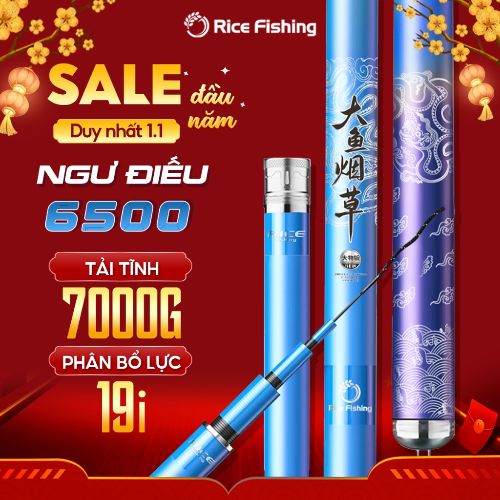 Cần câu đài săn hàng Rice Fishing NGƯ ĐIẾU 6500 săn cá khủng carbon cao cấp CC-26