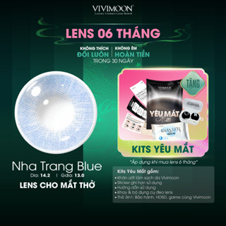  Kính áp tròng VIVIMOON lens cận màu xanh cho mắt thở Nha Trang Blue  Giá 01 đôi  