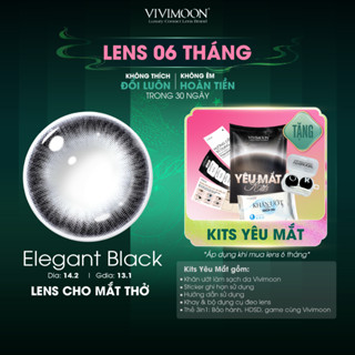  Kính áp tròng VIVIMOON LENS cận đen tự nhiên cho mắt thở Elegant Black  Giá 01 đôi  