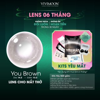  Lens cận nâu xám vân nhũ cho mắt thở You Brown Vivimoon  Giá 01 đôi  