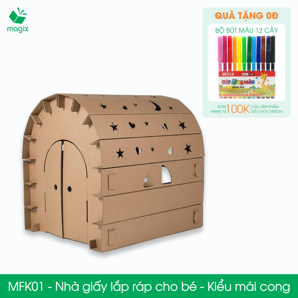 Mô hình nhà carton lắp ráp cỡ lớn - Đồ chơi lắp ghép giấy carton cứng cao cấp…