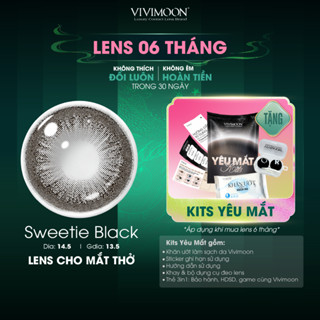  Kính áp tròng VIVIMOON EYECONIC lens cận cho mắt thở màu đen baby Sweetie Black giãn tròng to 14.5mm 06 tháng 