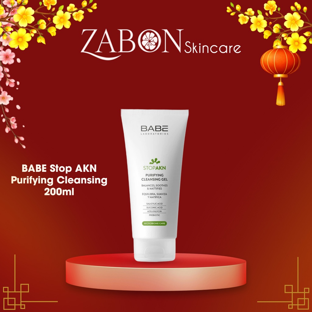 Sữa rửa mặt BABE Stop AKN Purifying Cleansing Gel cho da dầu mụn 200ml