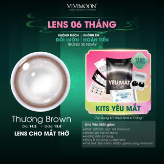 Kính áp tròng VIVIMOON màu nâu THƯƠNG BROWN lens cận cho mắt thở hạn sử dụng 6 tháng độ cận 0-8 