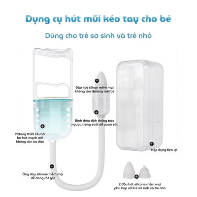Dụng cụ hút mũi NASAL kéo tay thế hệ mới, chất liệu nhựa nguyên sinh, lực hút mạnh, an toàn cho bé