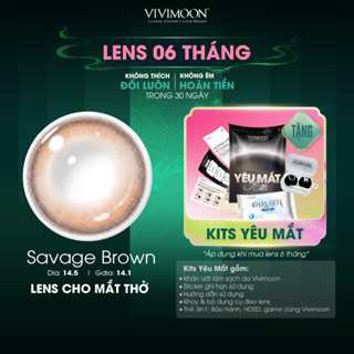  Kính áp tròng VIVIMOON EYECONIC lens cận cho mắt thở màu nâu baby Savage Brown giãn tròng to 14.5mm hạn sử dụng 6 tháng 